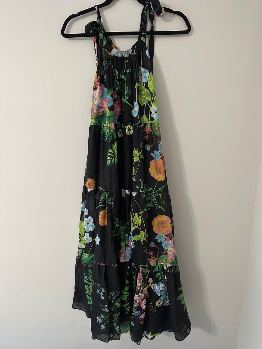 Cynthia Rowley Black Maxi Dress with Bright Floral Print